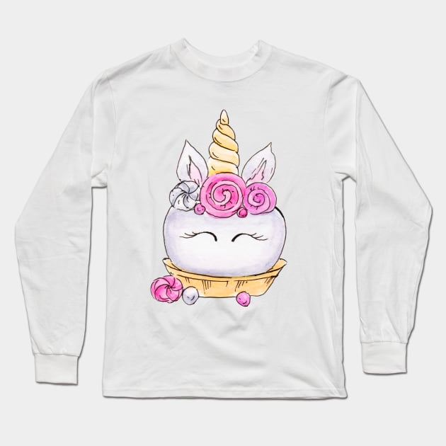 Unicorn-icecream Long Sleeve T-Shirt by Derevnina_Art